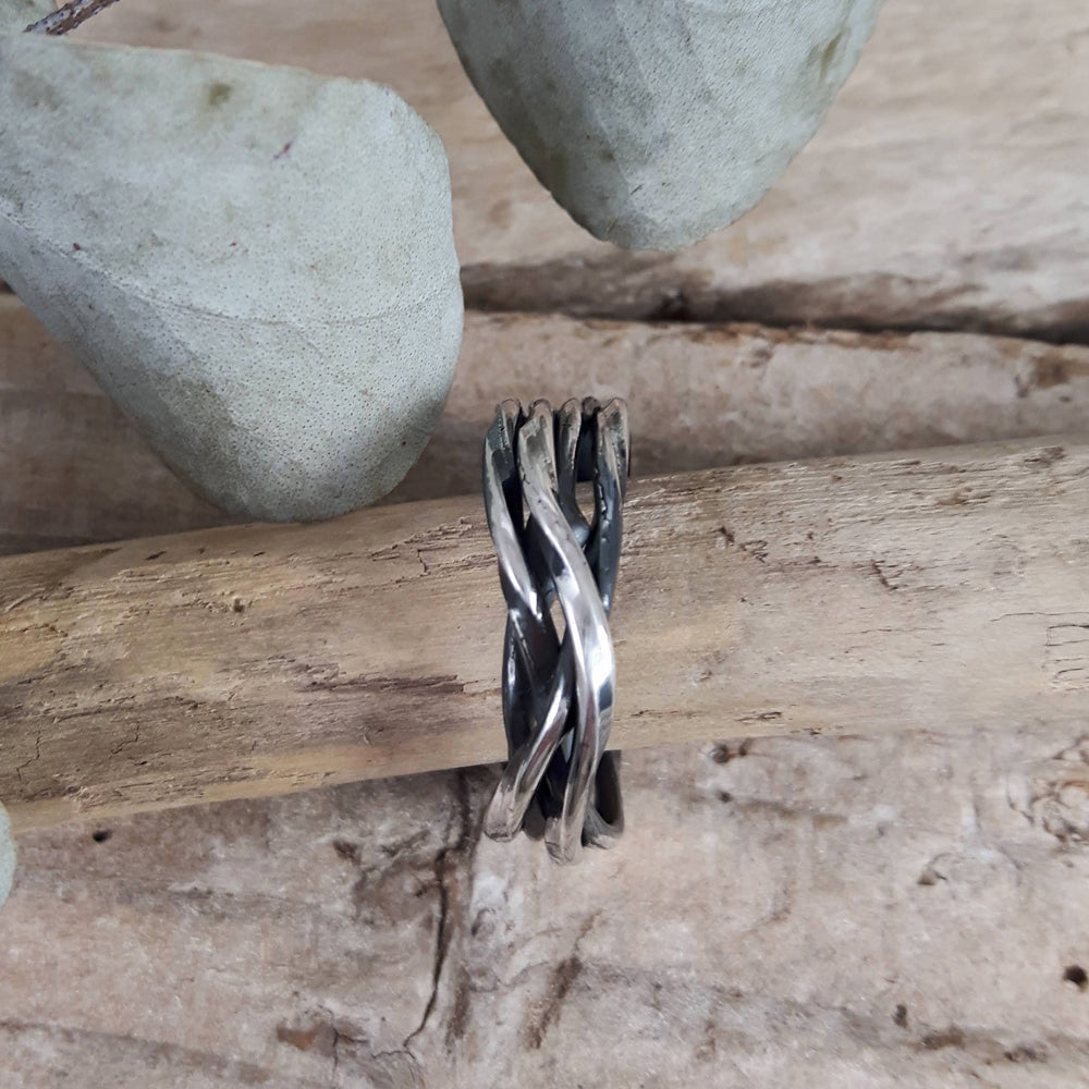 Lattice Thin Oxidised Ring Handcrafted in Sterling Silver