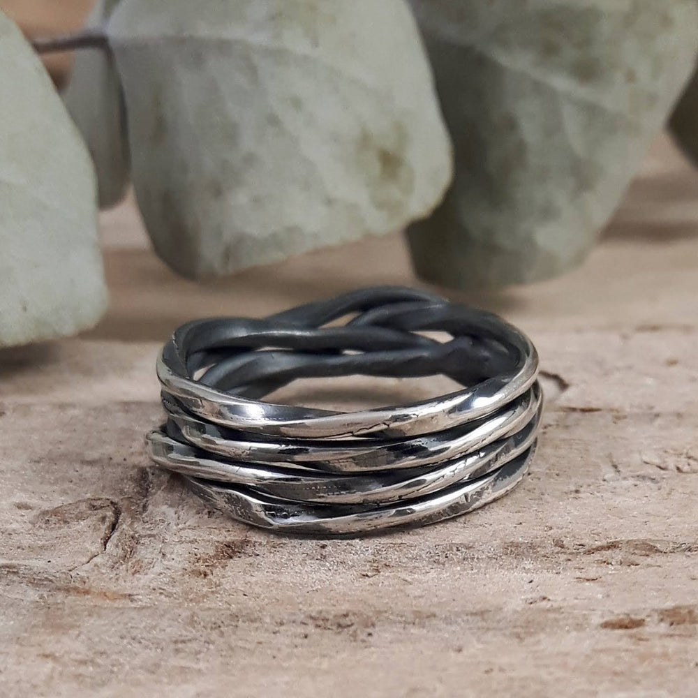 Lattice Thin Oxidised Ring Handcrafted in Sterling Silver