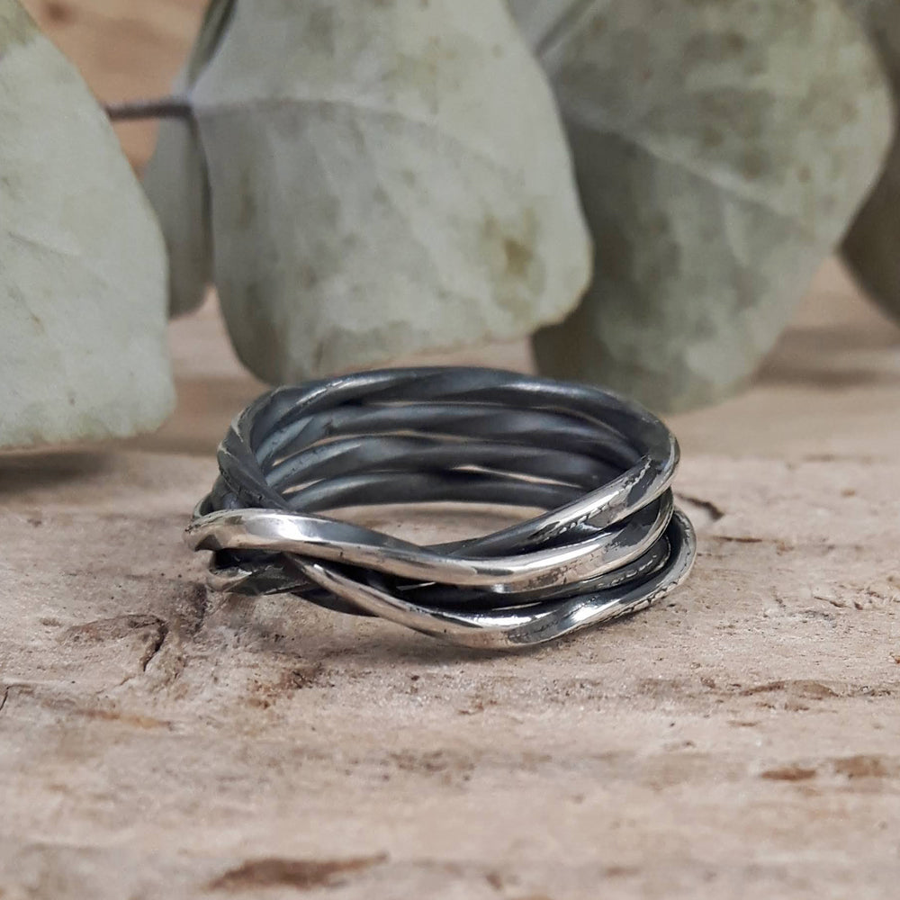 Lattice Thin Oxidised Ring Handcrafted in Sterling Silver
