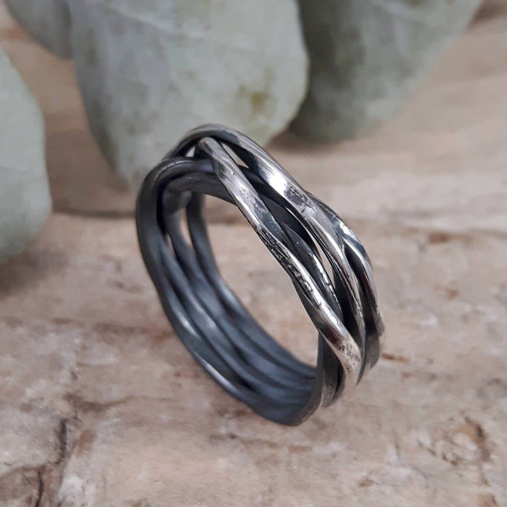 Lattice Thin Oxidised Ring Handcrafted in Sterling Silver