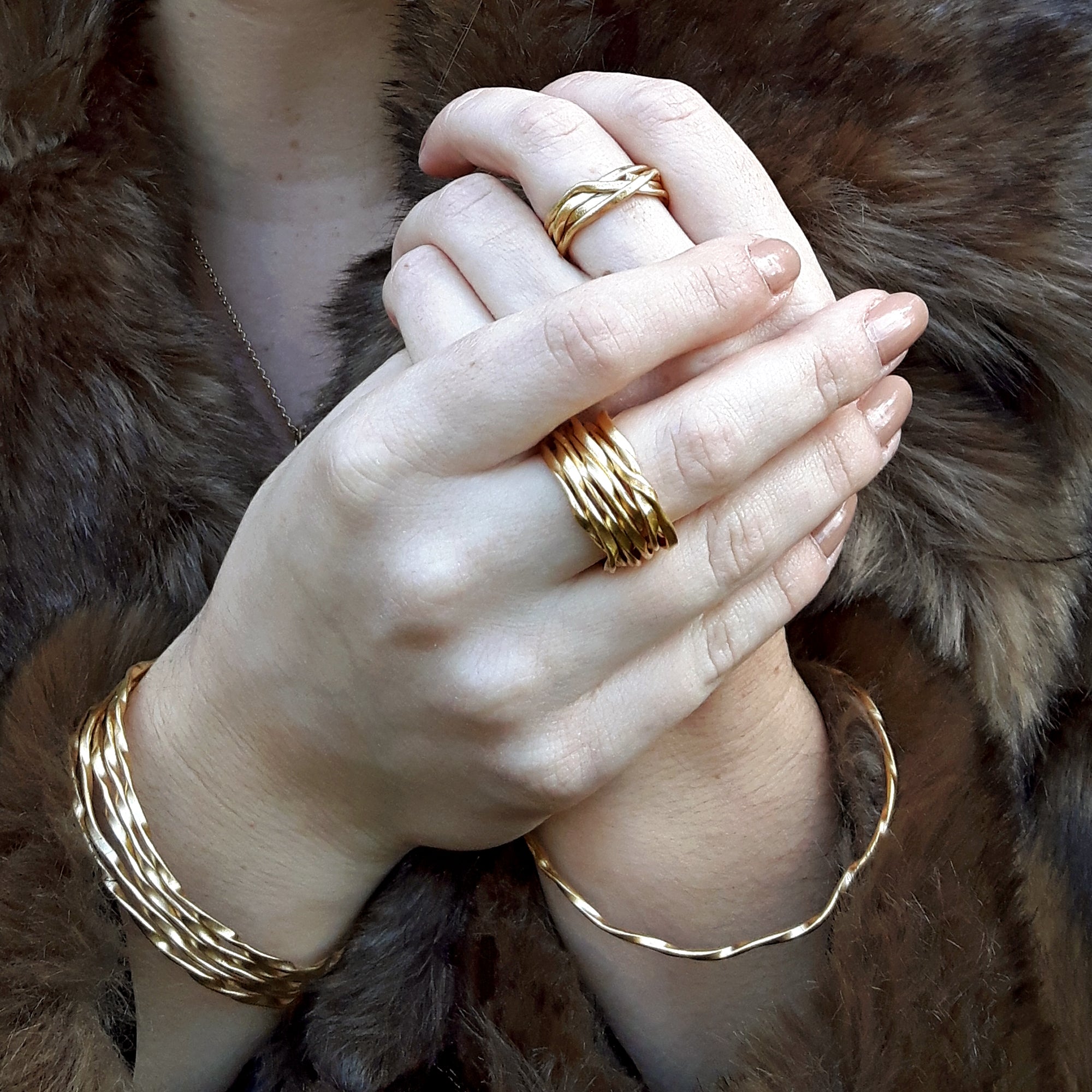 Lattice Gold Plated Sterling Silver Cuff