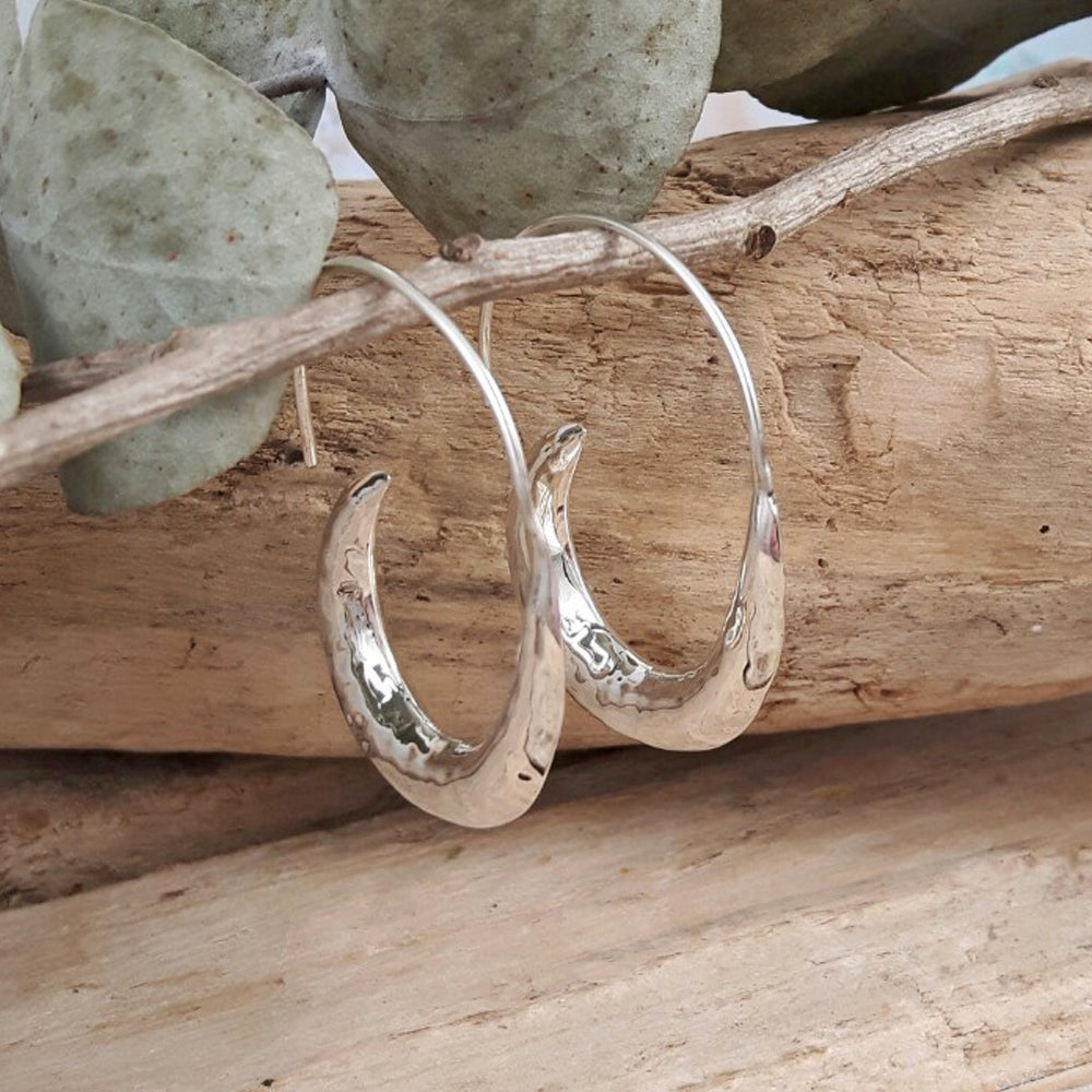 Liberty Hammered Loop Hoop Earrings