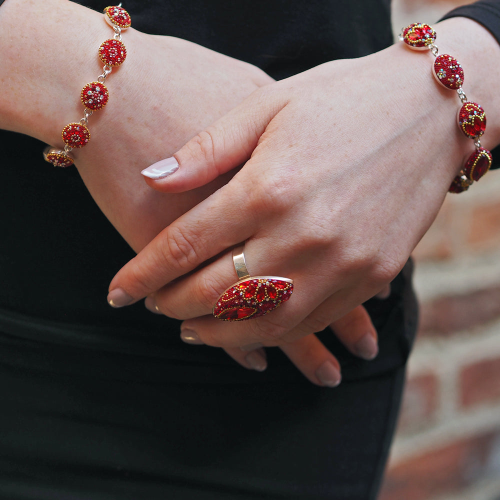 Allegra Round Red Daisy Bracelet
