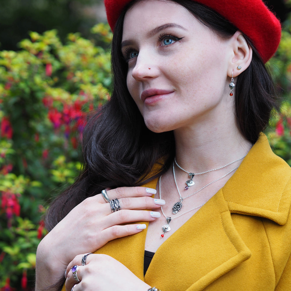 Bloom Rombo Silver & Red Pendant