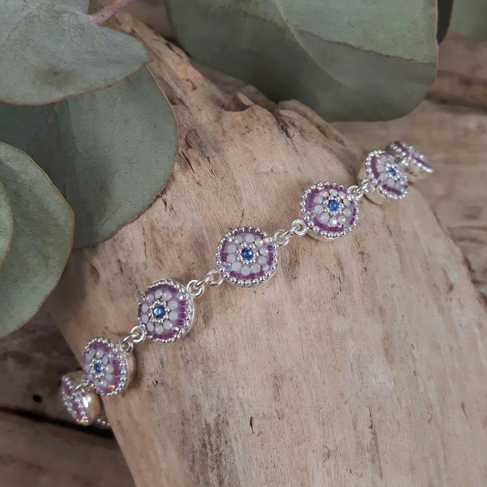round lilac bracelet opalescent crystal detail