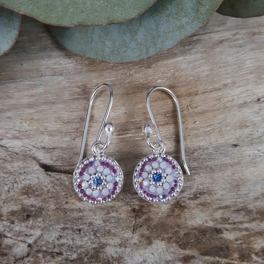 lilac drop earrings sterling silver jewellery UK