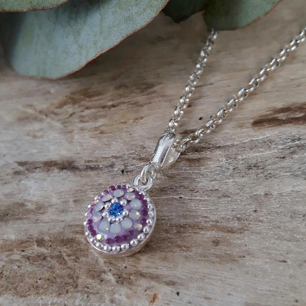 lilac pendant opalescent crystal detail