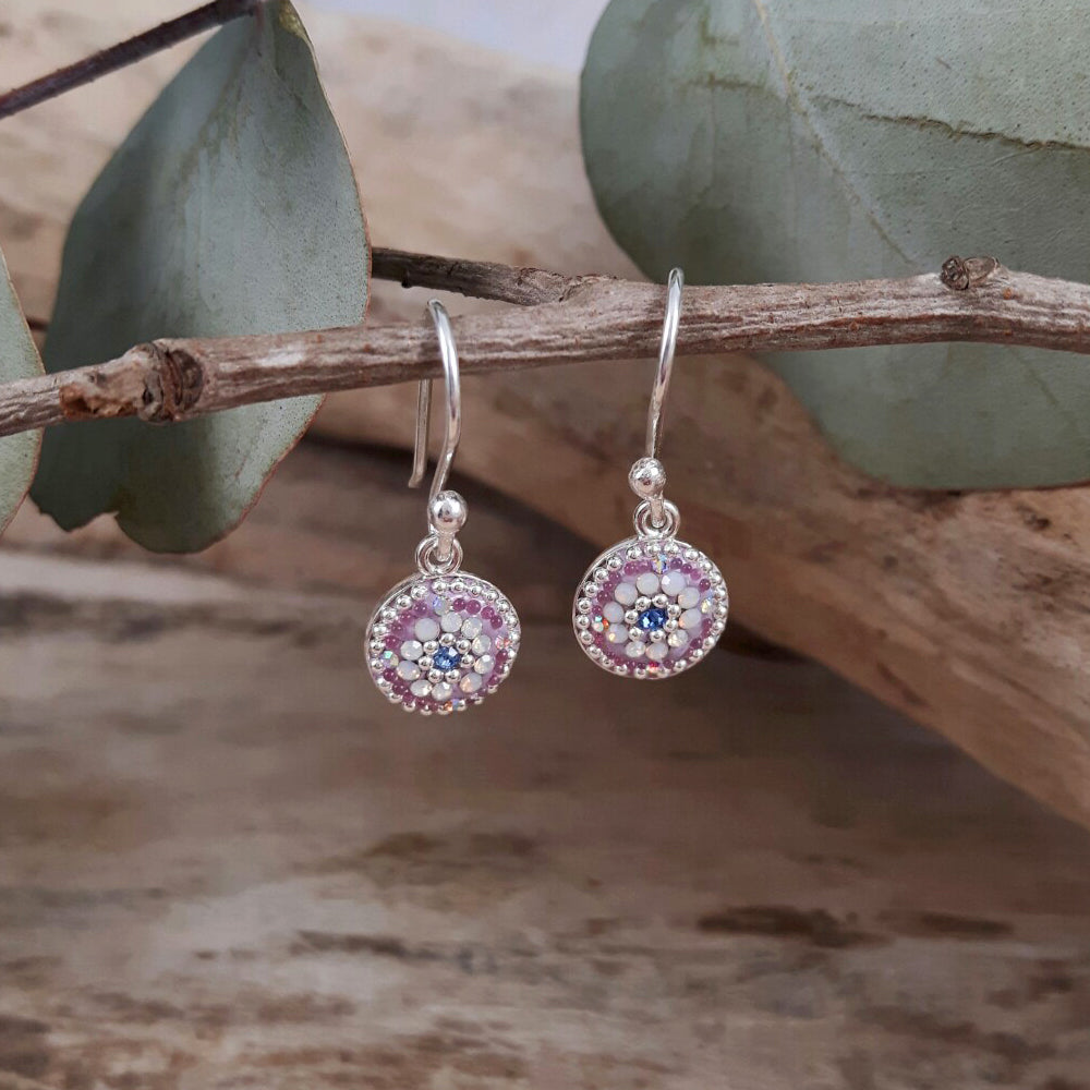 lilac dream drop earrings sterling silver opalescent crystals