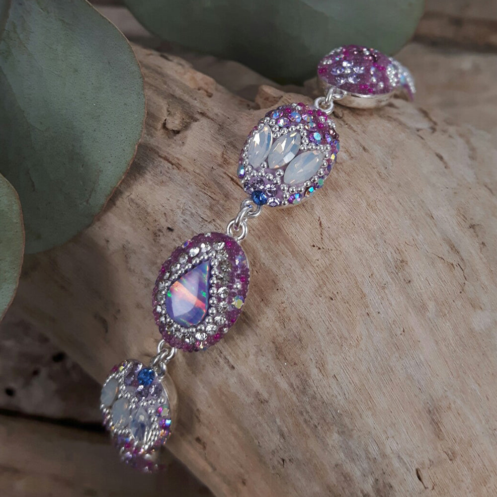 statement lilac bracelet cultured opal and crystal detail