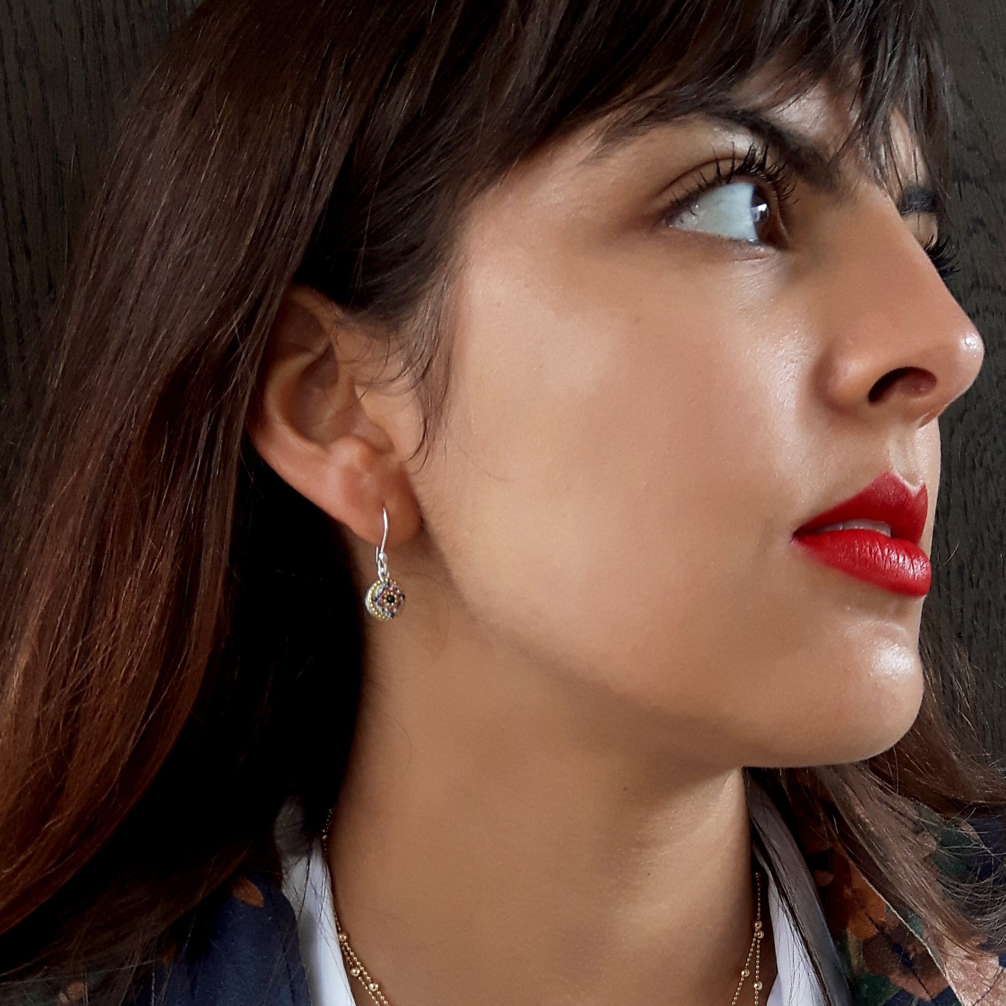 Allegra Antique Round Daisy Drop Earrings