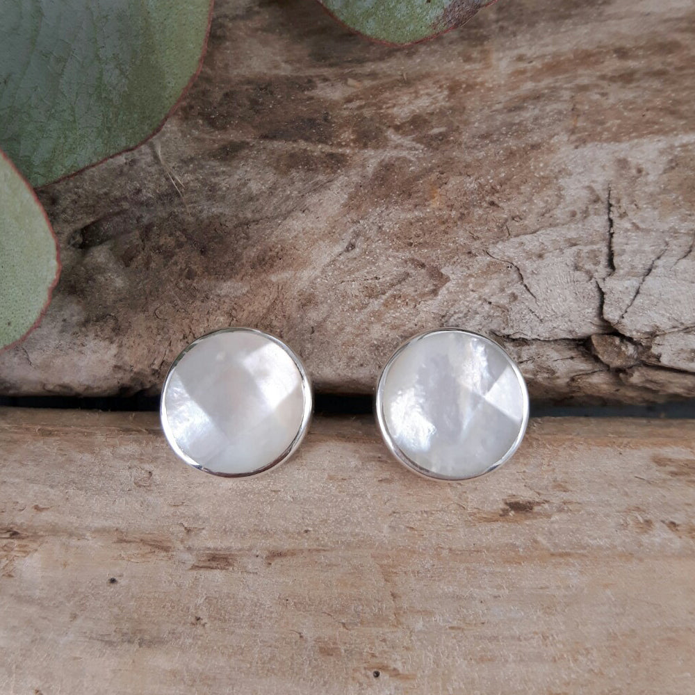 Luna Mother Of Pearl Stud Earrings