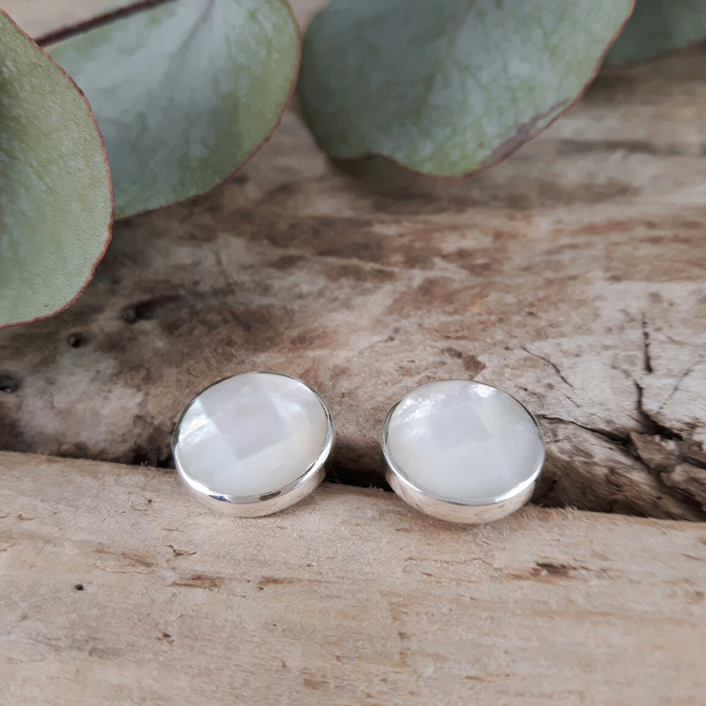 Luna Mother Of Pearl Stud Earrings