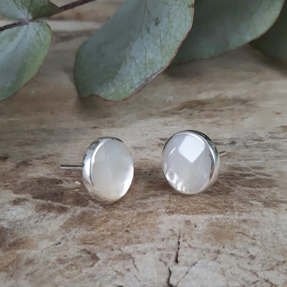 Luna Mother Of Pearl Stud Earrings