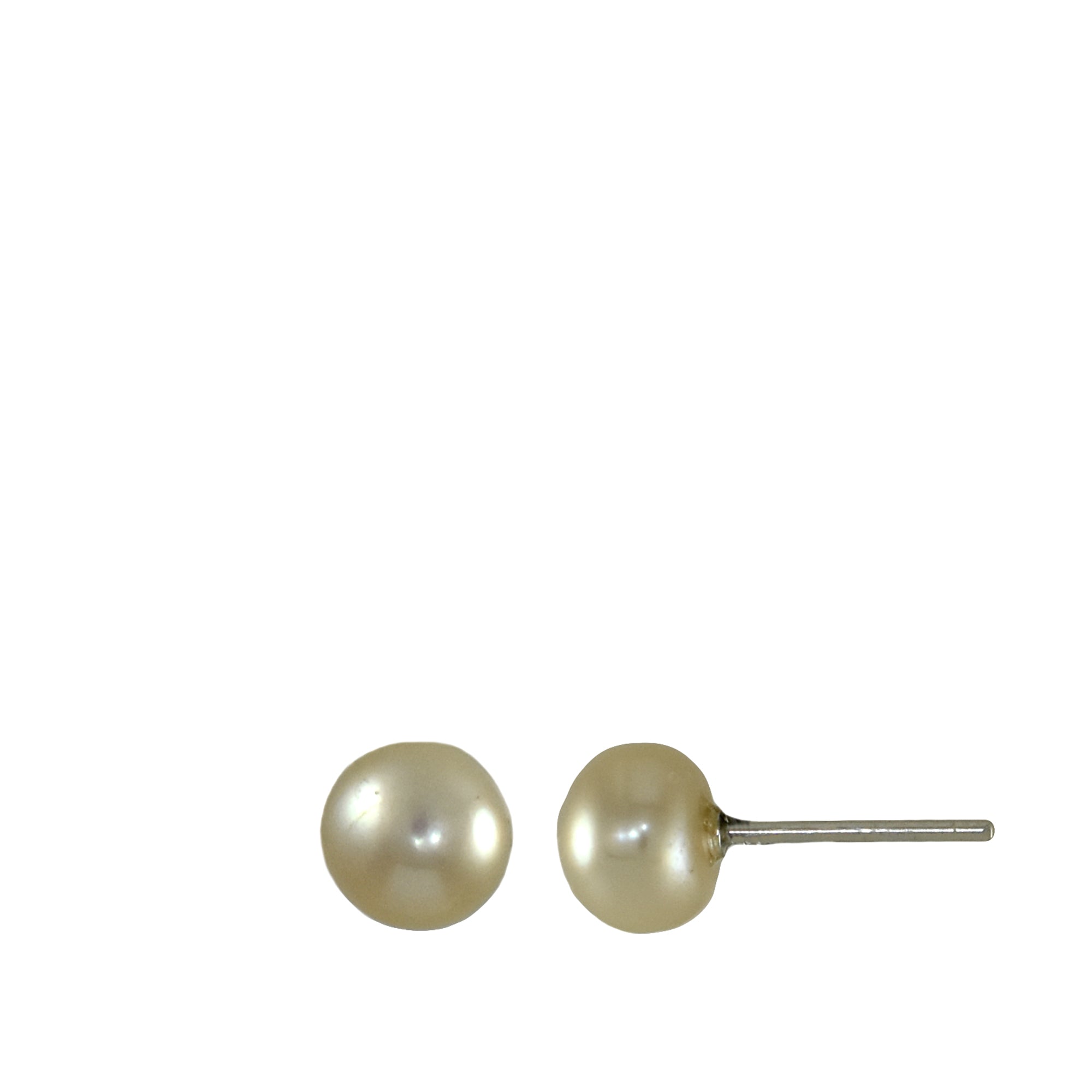 White Pearl Medium Stud Earrings