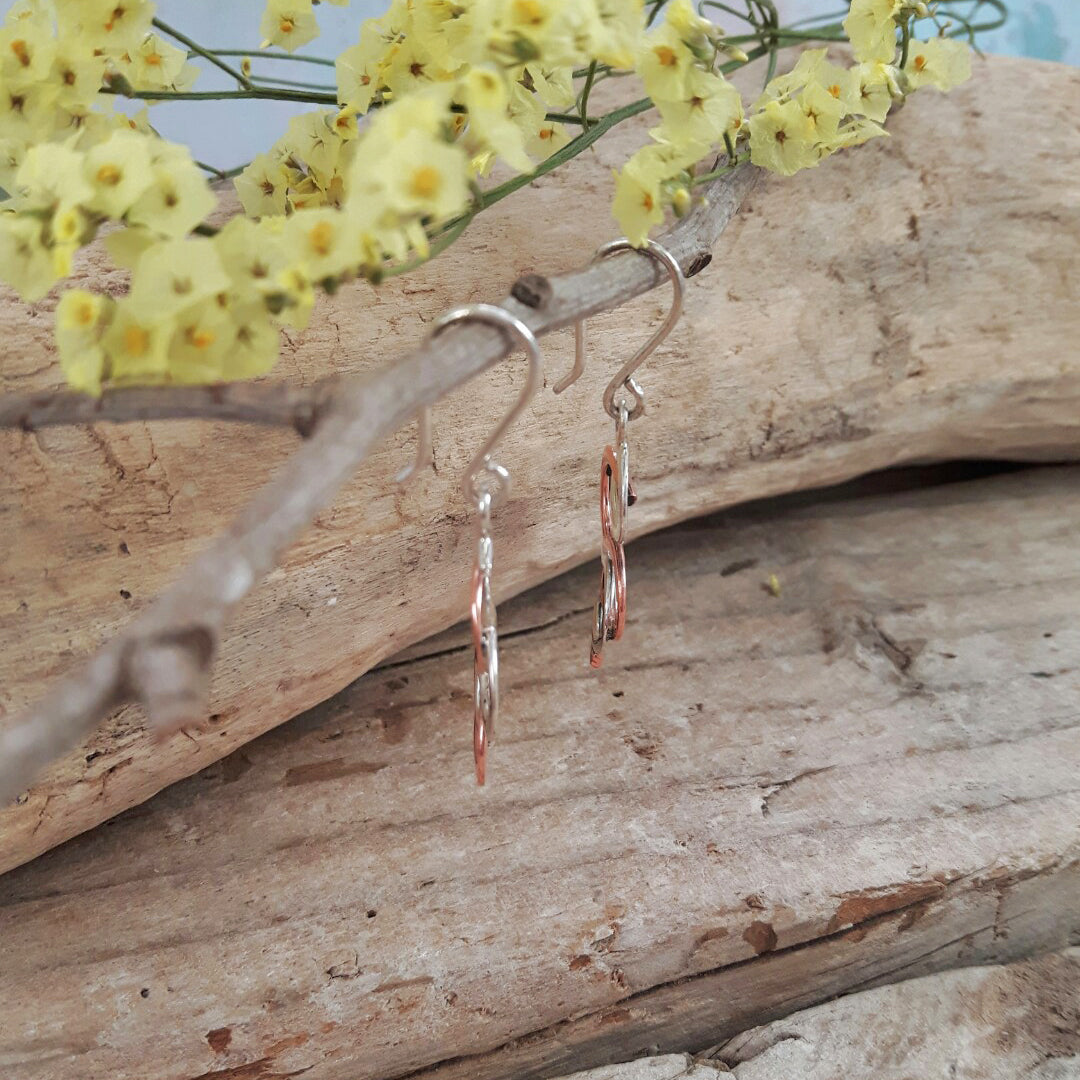 Duo Medusa Silver/Copper Drop Earrings