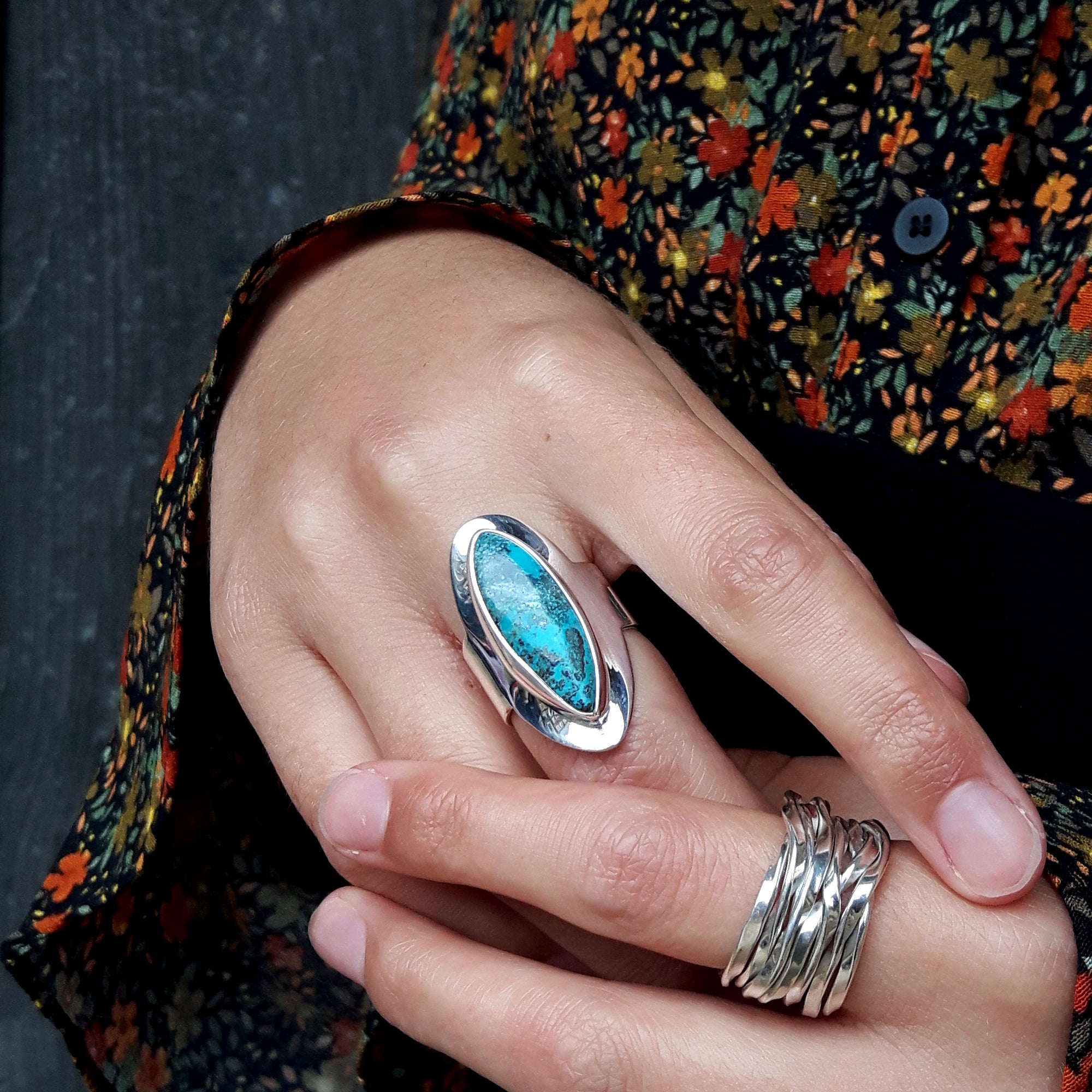 Lattice Wide Silver Ring Handcrafted in Sterling Silver