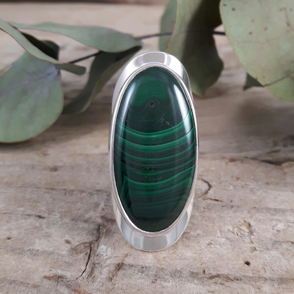 Sterling silver sales malachite ring