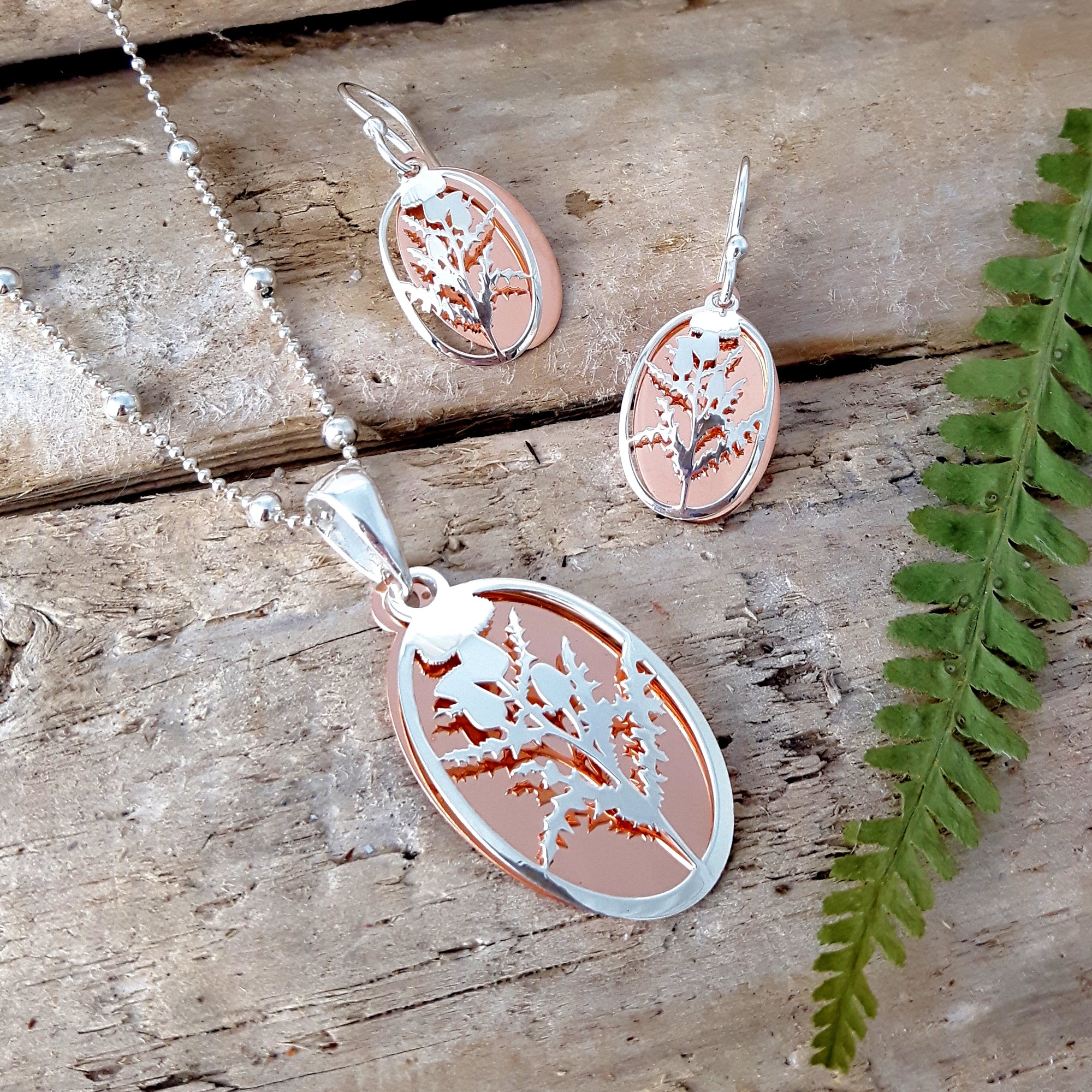 Celtic Thistle Silver/Copper Earrings