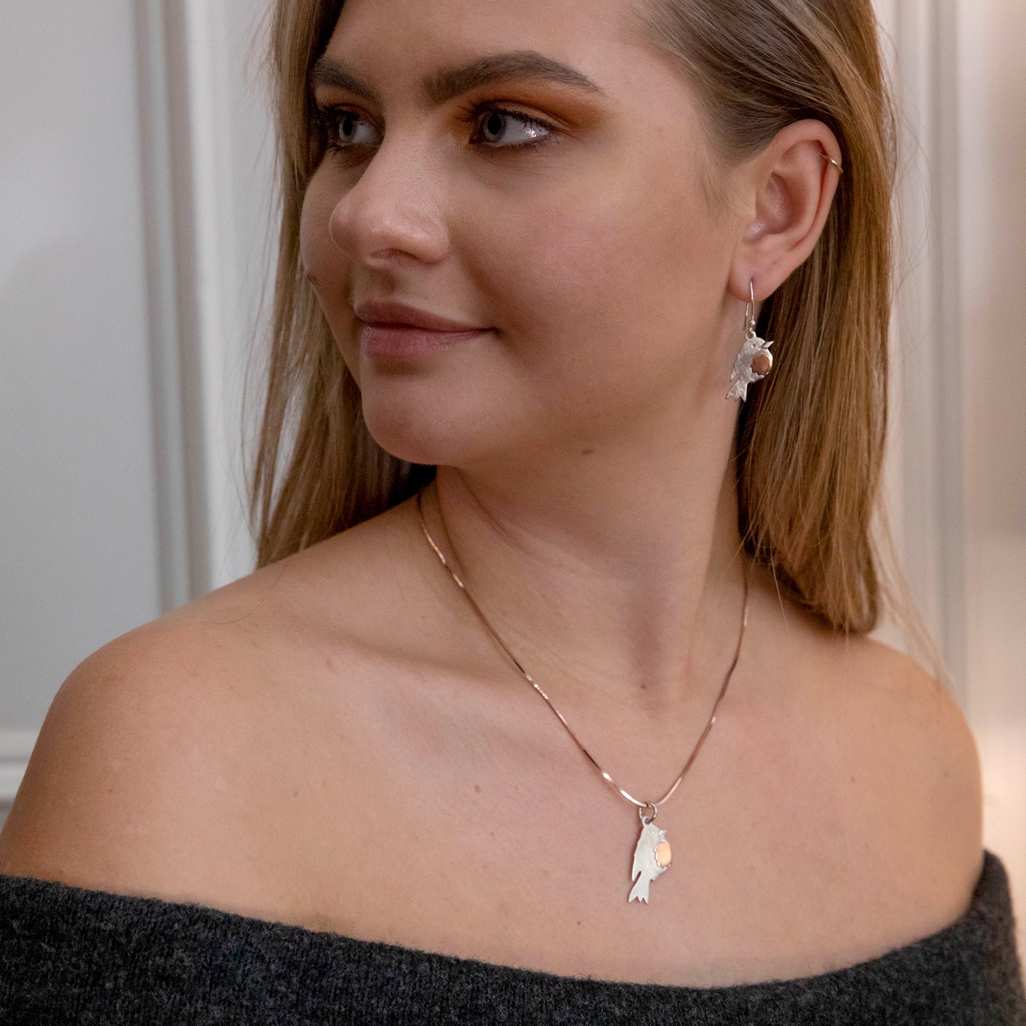 Duet Robin Silver/Copper Drop Earrings