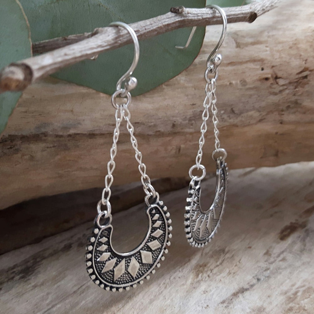 Rococo Oxidised Drop Earrings