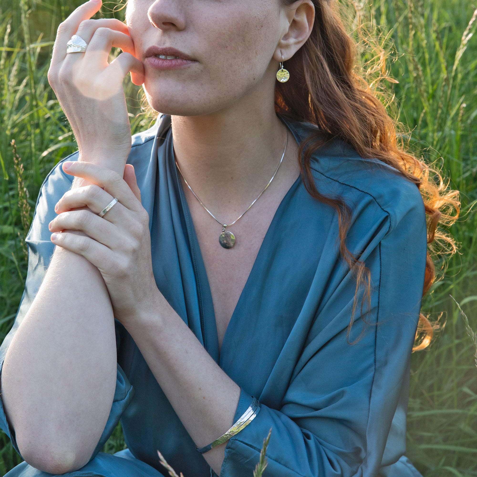 Roma Round Hammered Earrings