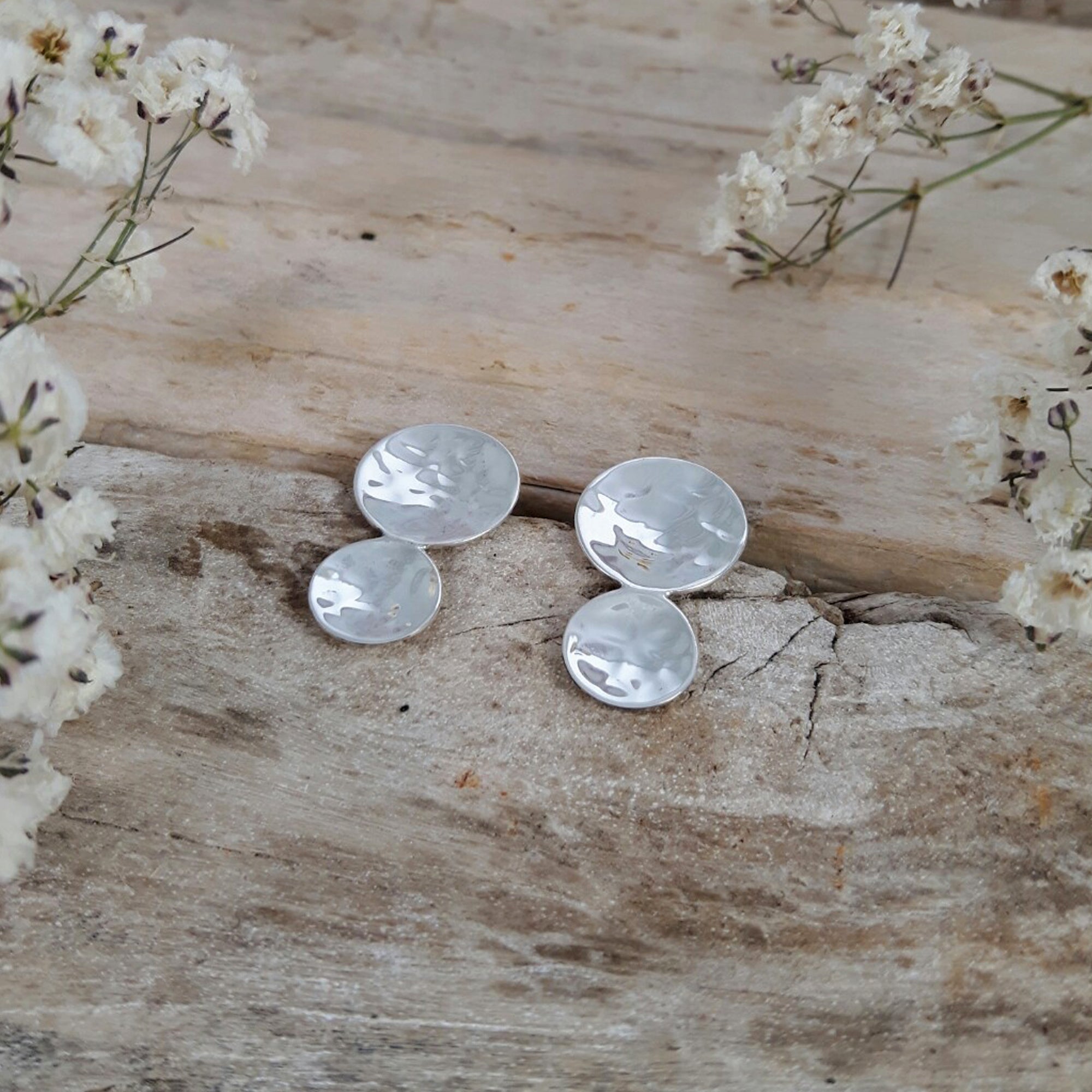 Roma Round Hammered Stud Earrings