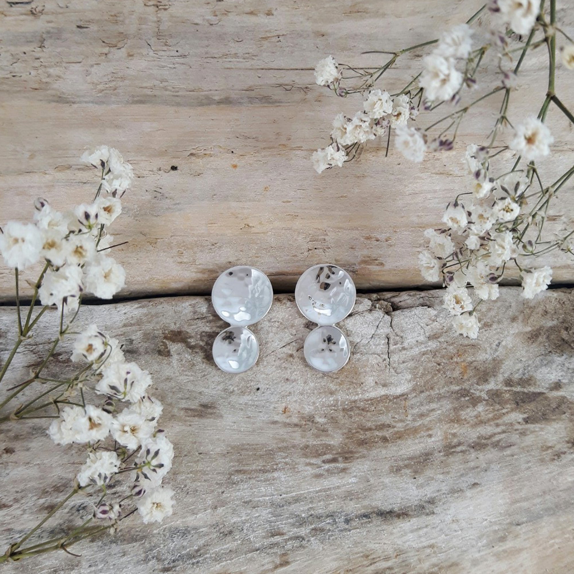 Roma Round Hammered Stud Earrings