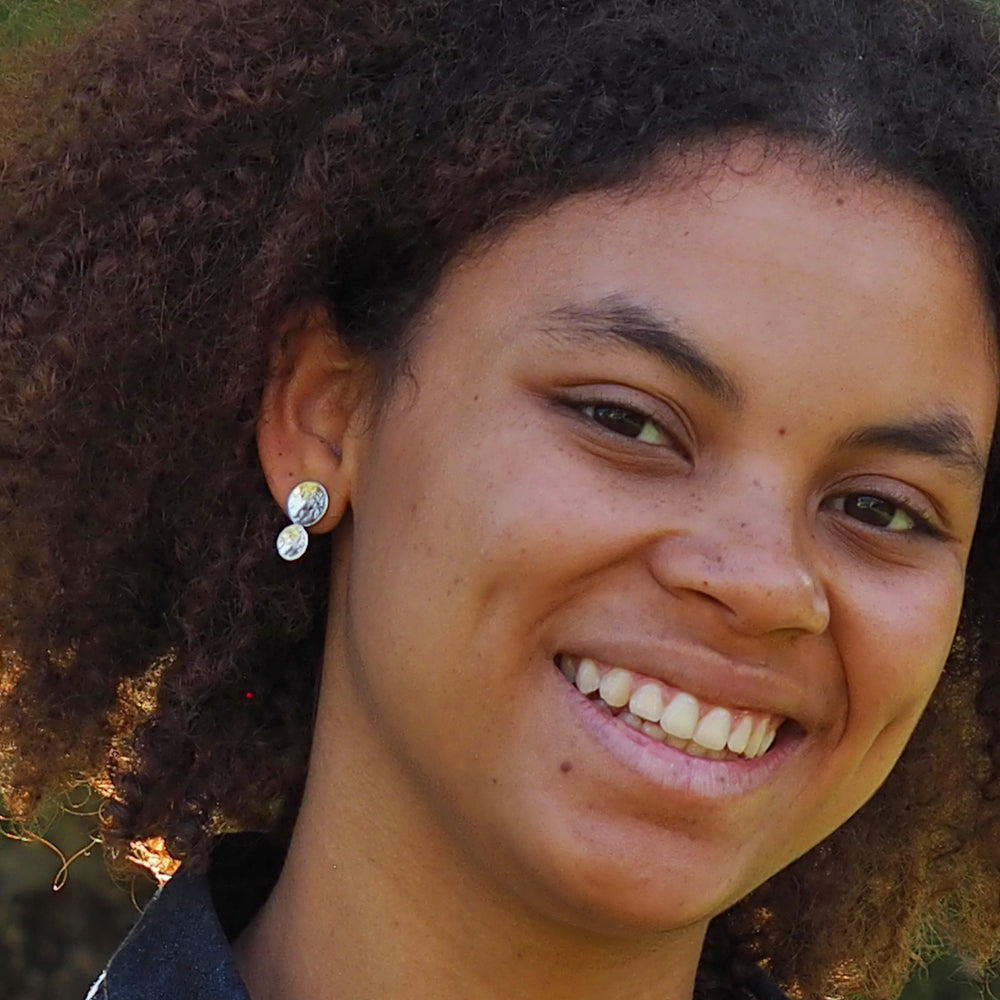 Roma Round Hammered Stud Earrings