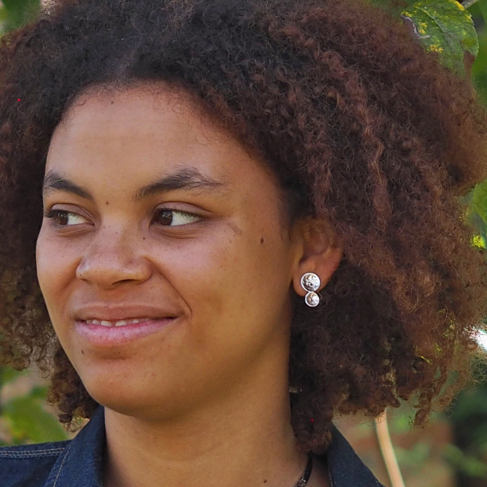 Roma Round Hammered Stud Earrings