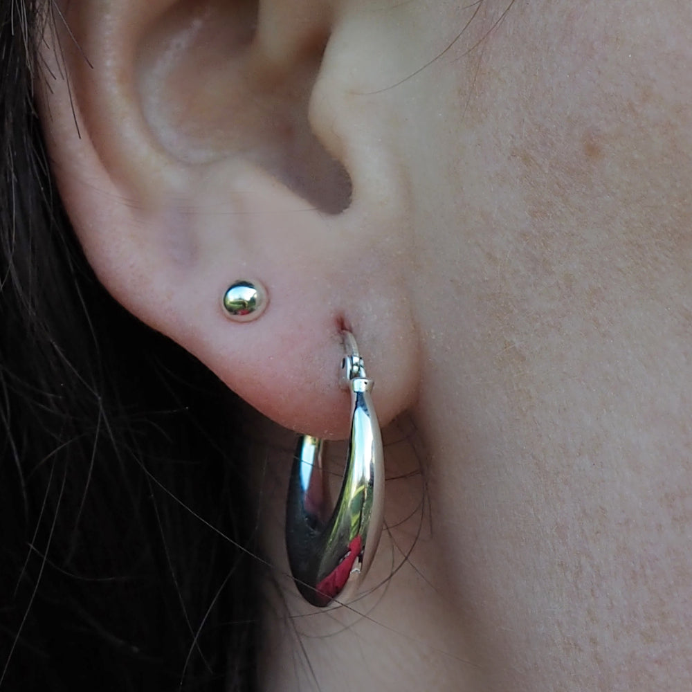 Rowena  Polished Silver Hoop Earrings