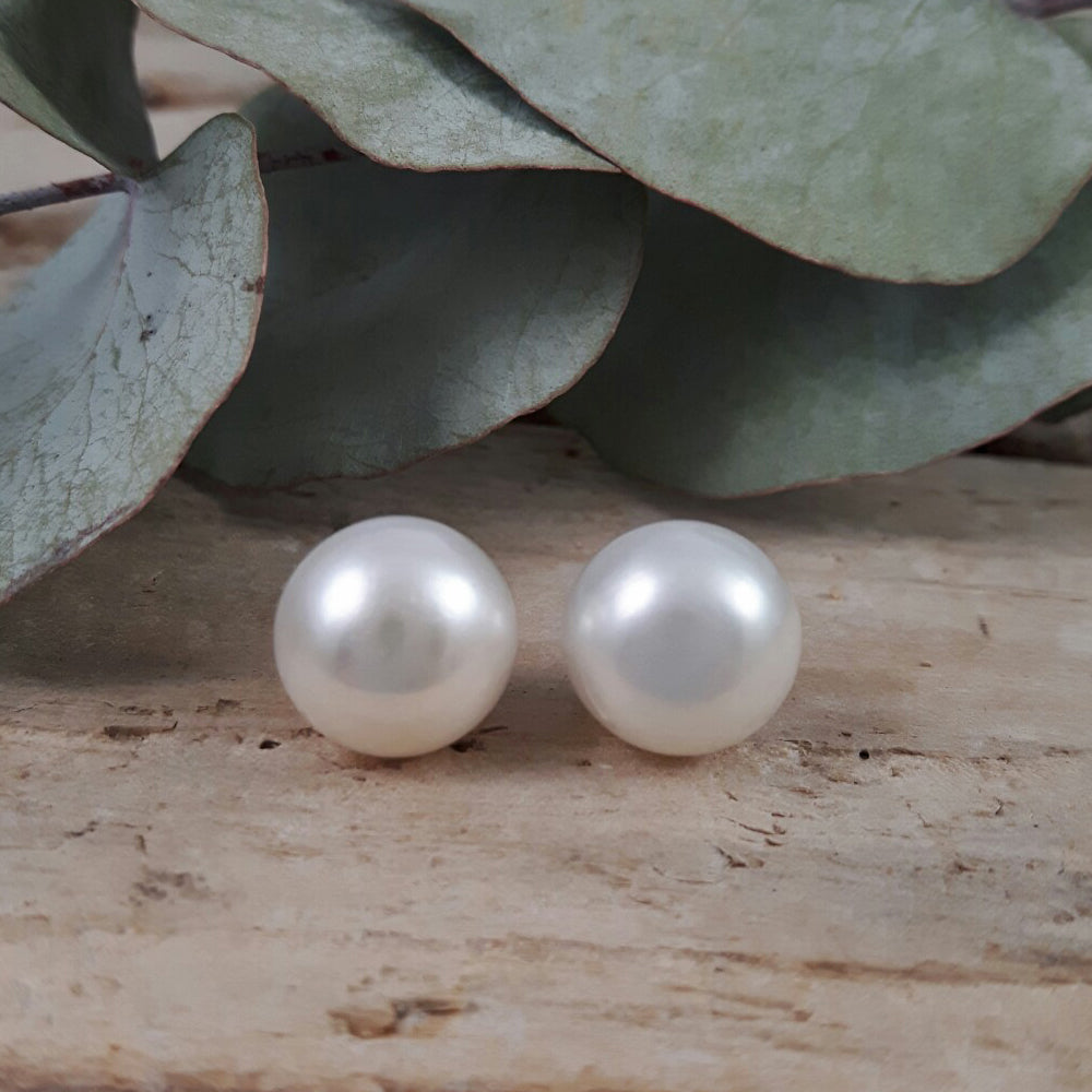 White freshwater pearl stud pearl earrings in XL!
