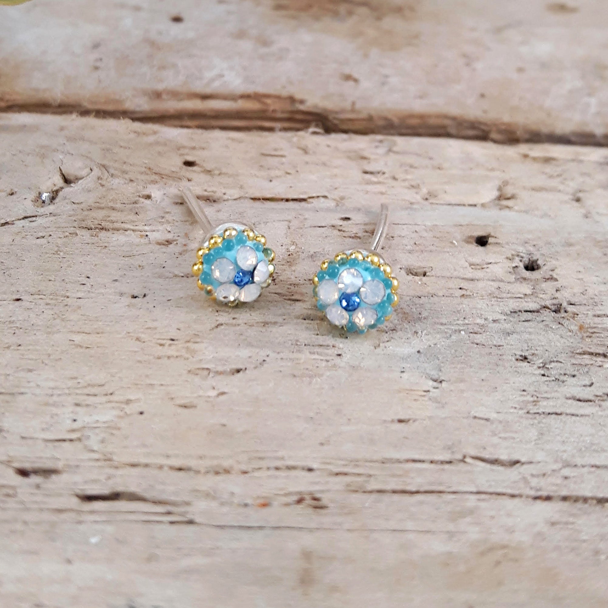 delicate floral stud earrings sterling silver gift jewellery UK