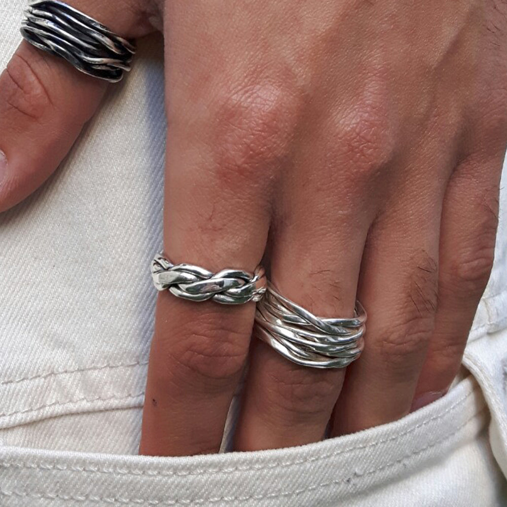 Lattice Wide Silver Ring Handcrafted in Sterling Silver