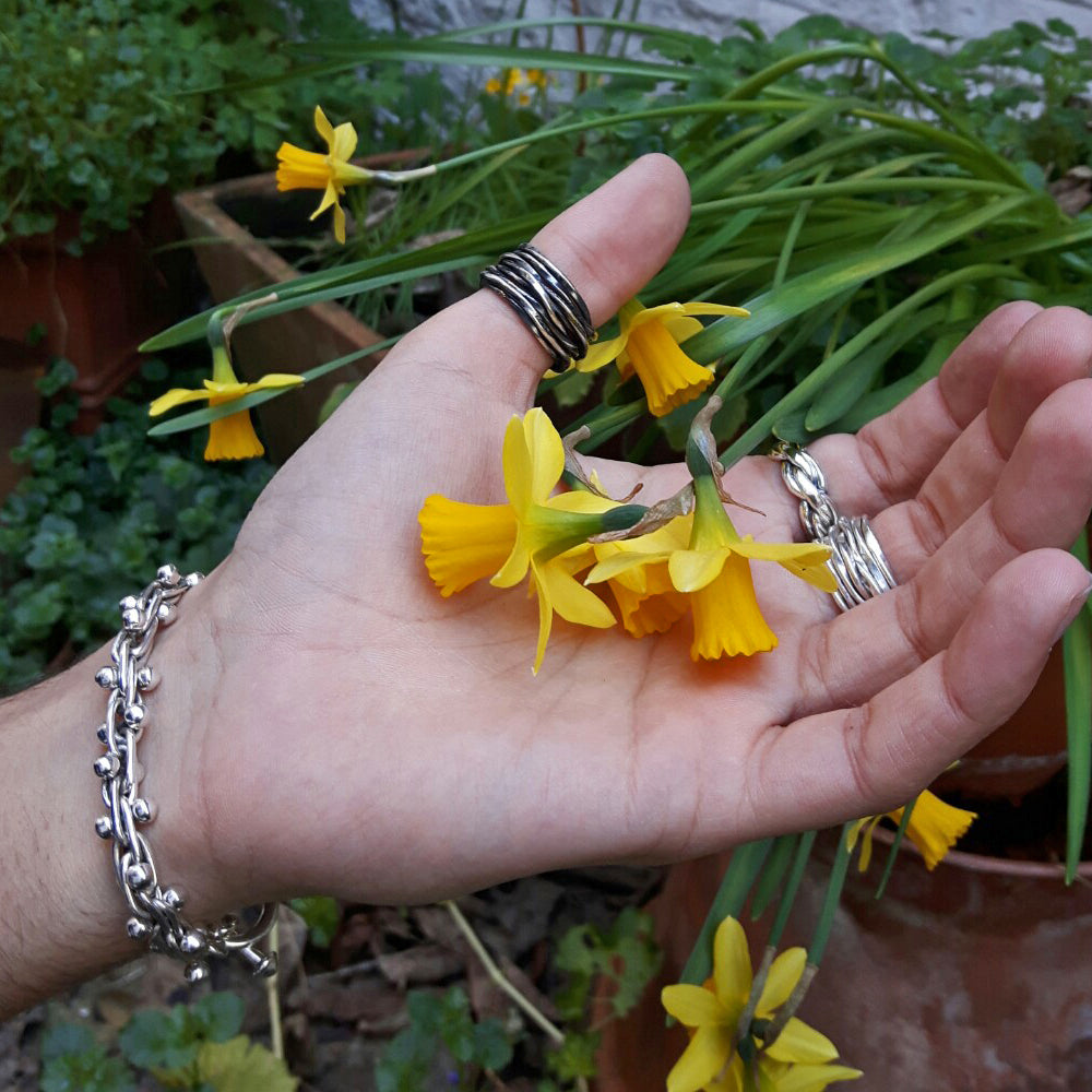 Lattice Wide Oxidised Ring Handcrafted in Sterling Silver