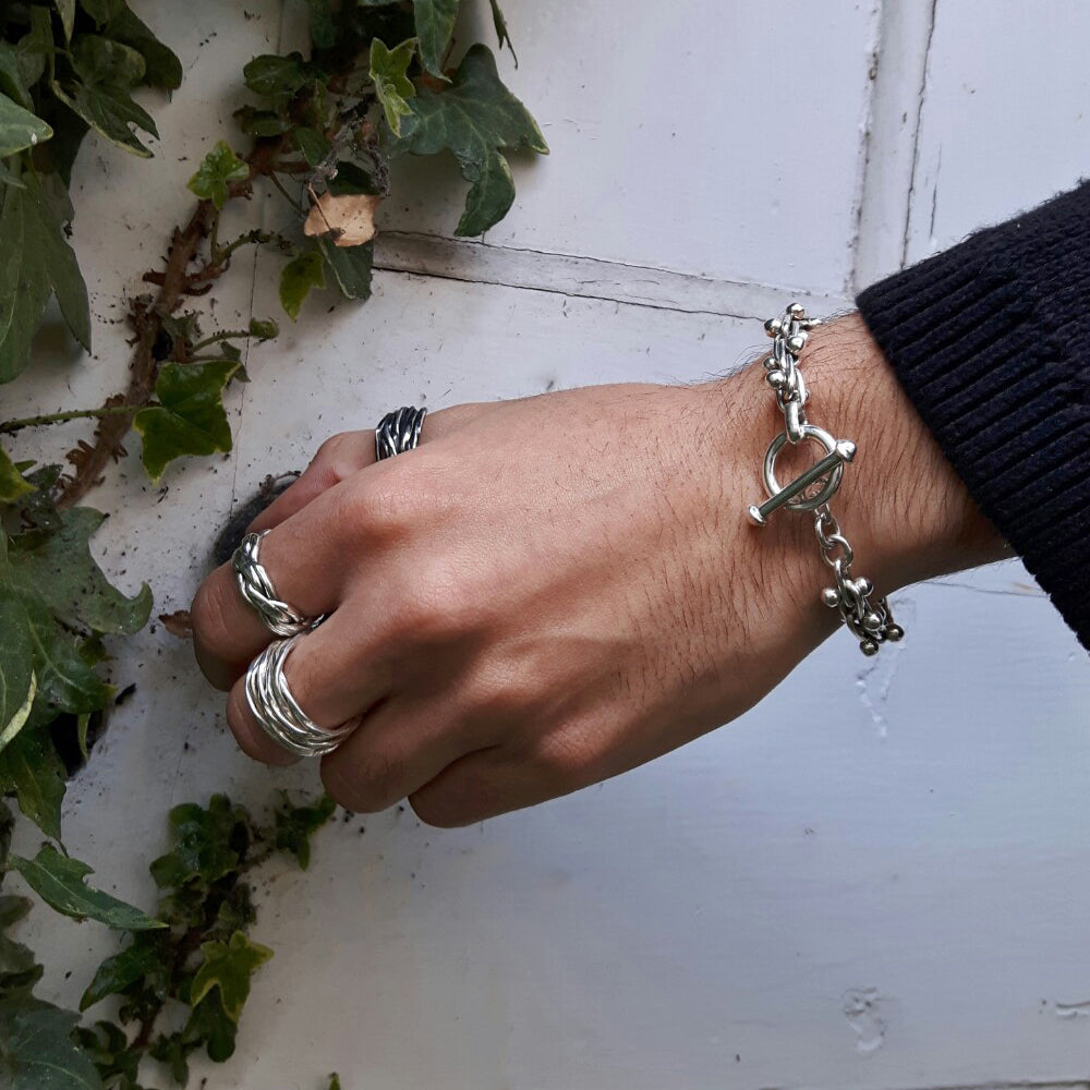 Lattice Wide Silver Ring Handcrafted in Sterling Silver