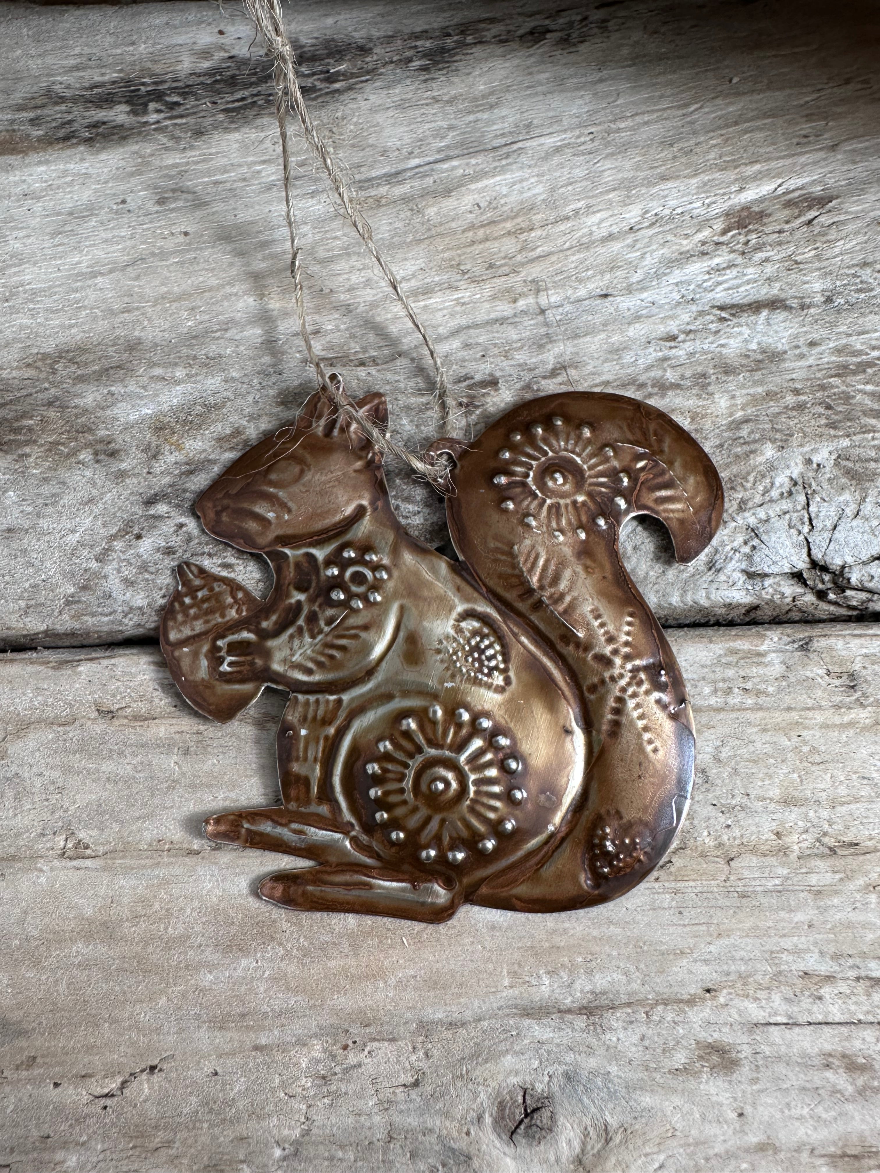 Sacred Red Baby Squirrel Handcrafted Tin Decoration