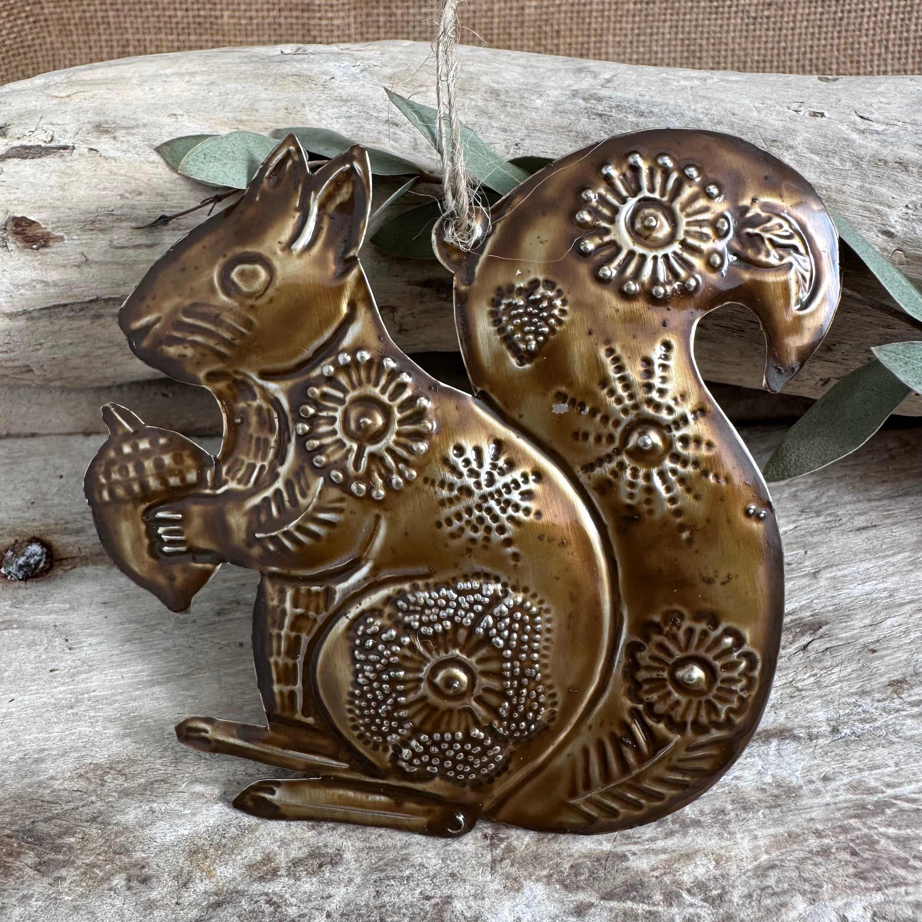 Sacred Red Squirrel  Handcrafted Tin Decoration