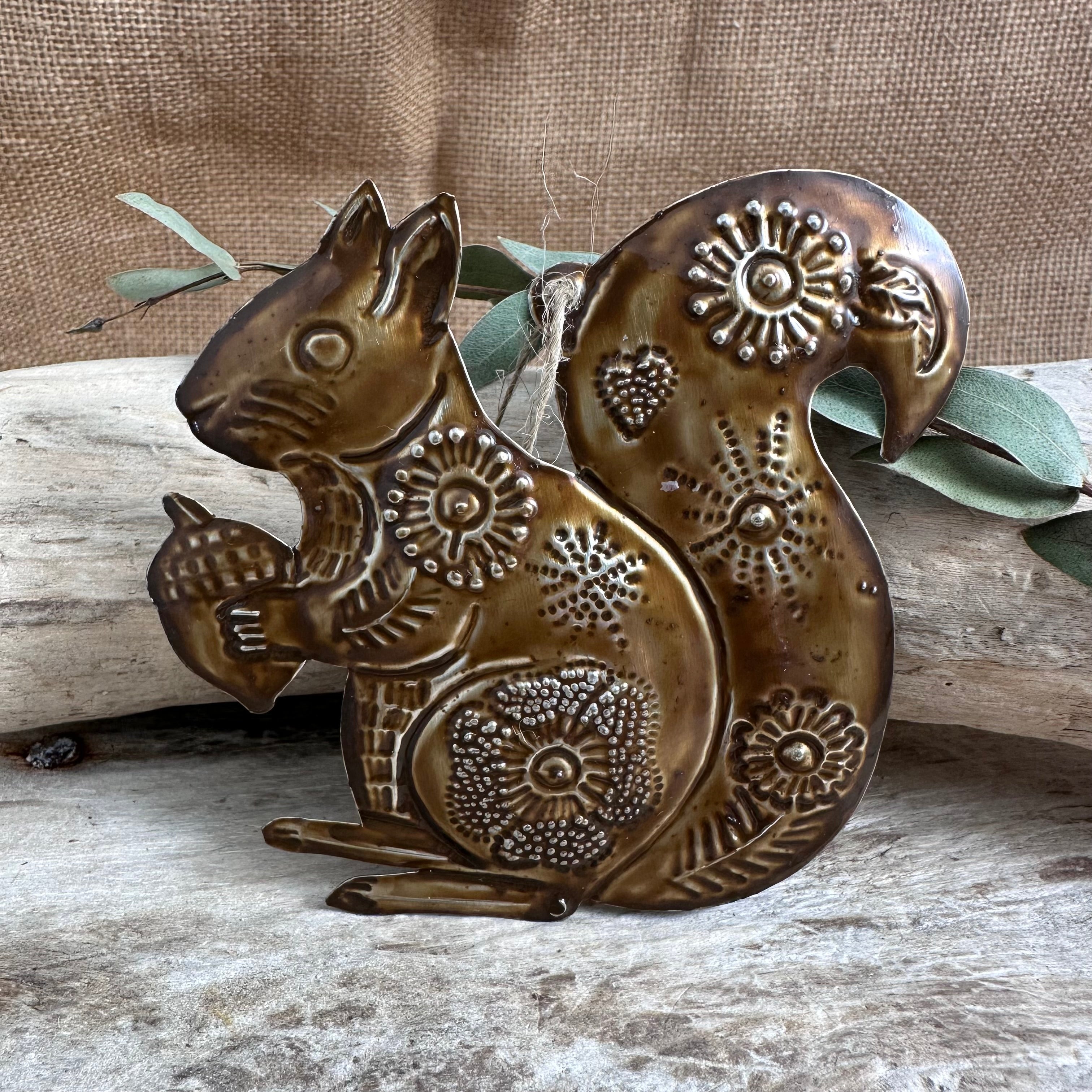 Sacred Red Squirrel  Handcrafted Tin Decoration