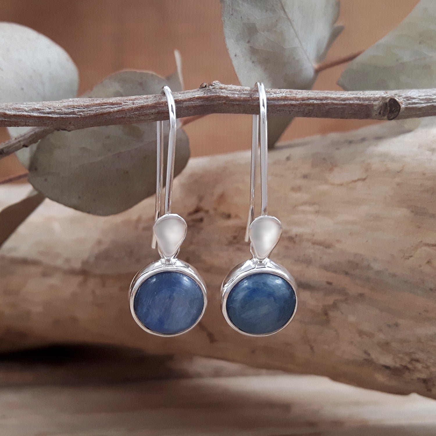 Alba Kyanite Leaf Circle Drop Earrings