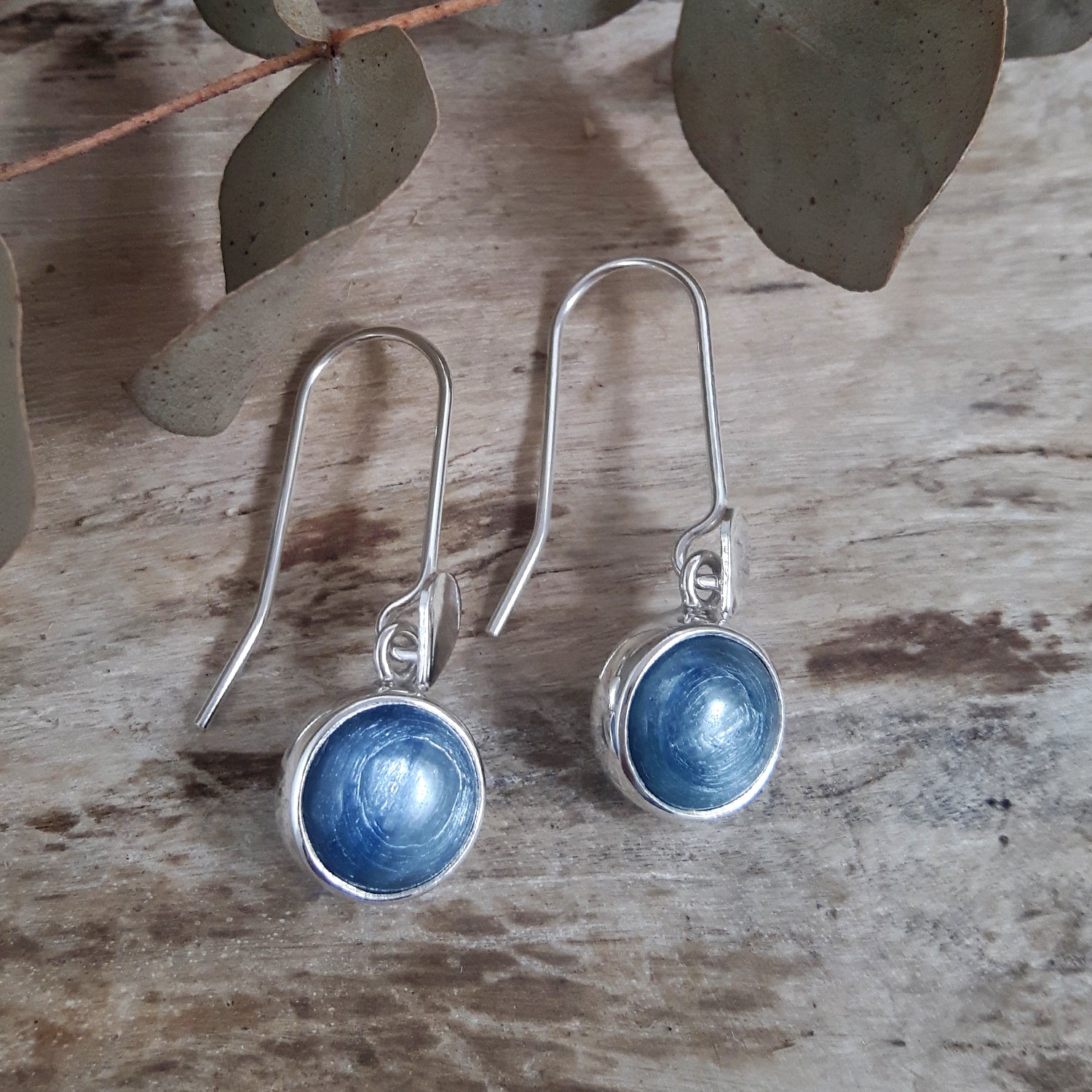 Alba Kyanite Leaf Circle Drop Earrings