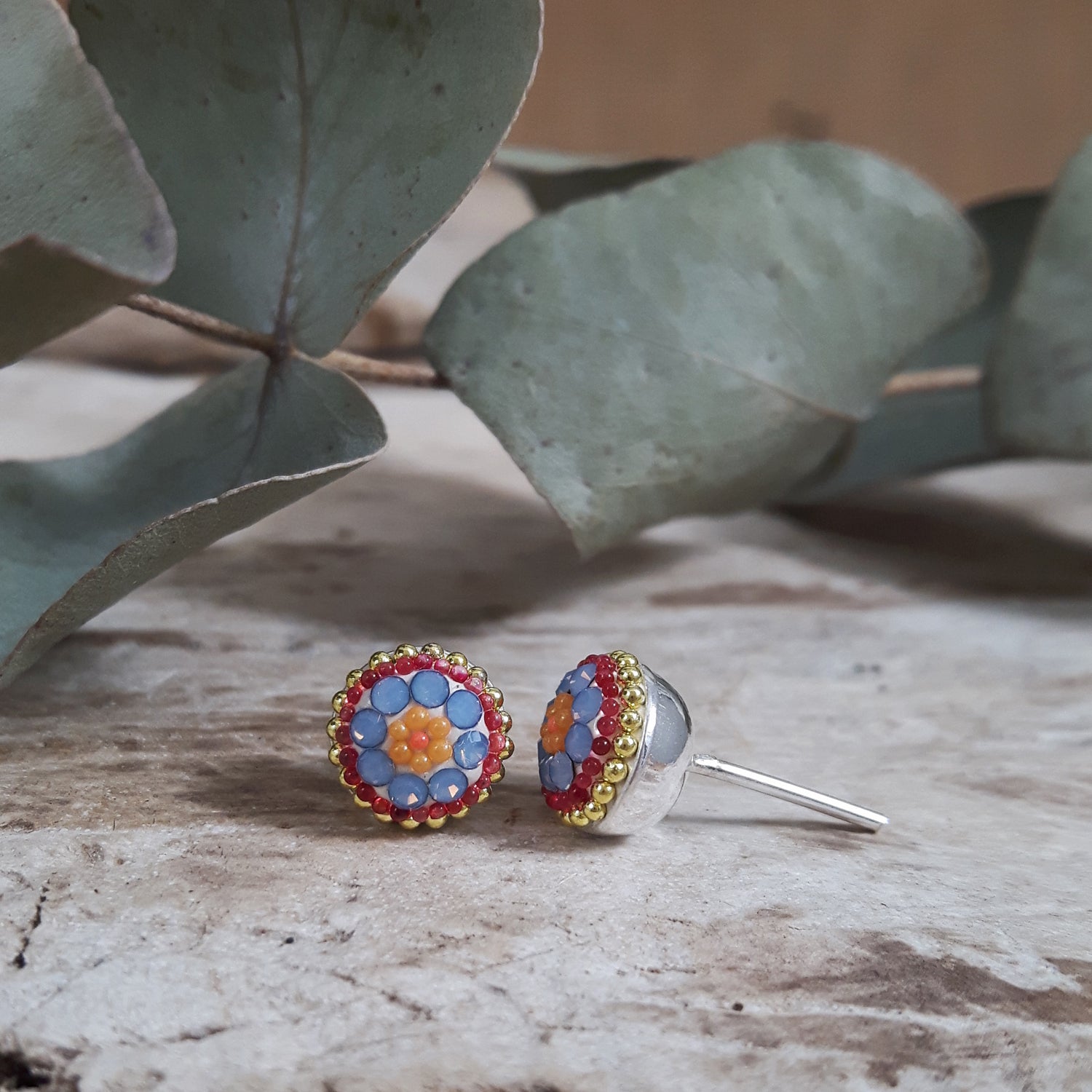 Allegra Bloom Coral Round Mini Stud Earrings