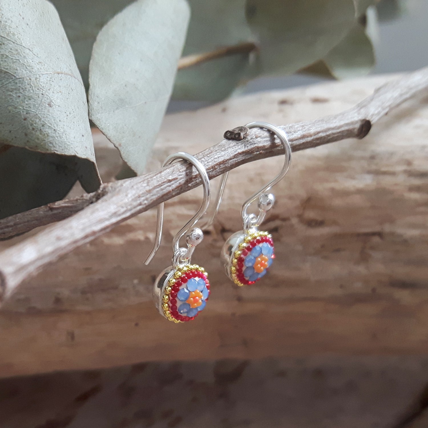 Allegra Bloom Coral Round Mini Drop Earrings