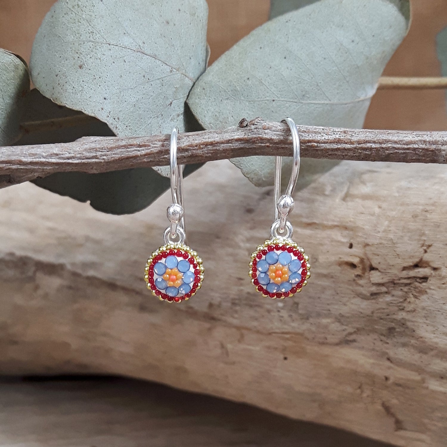 Allegra Bloom Coral Round Mini Drop Earrings