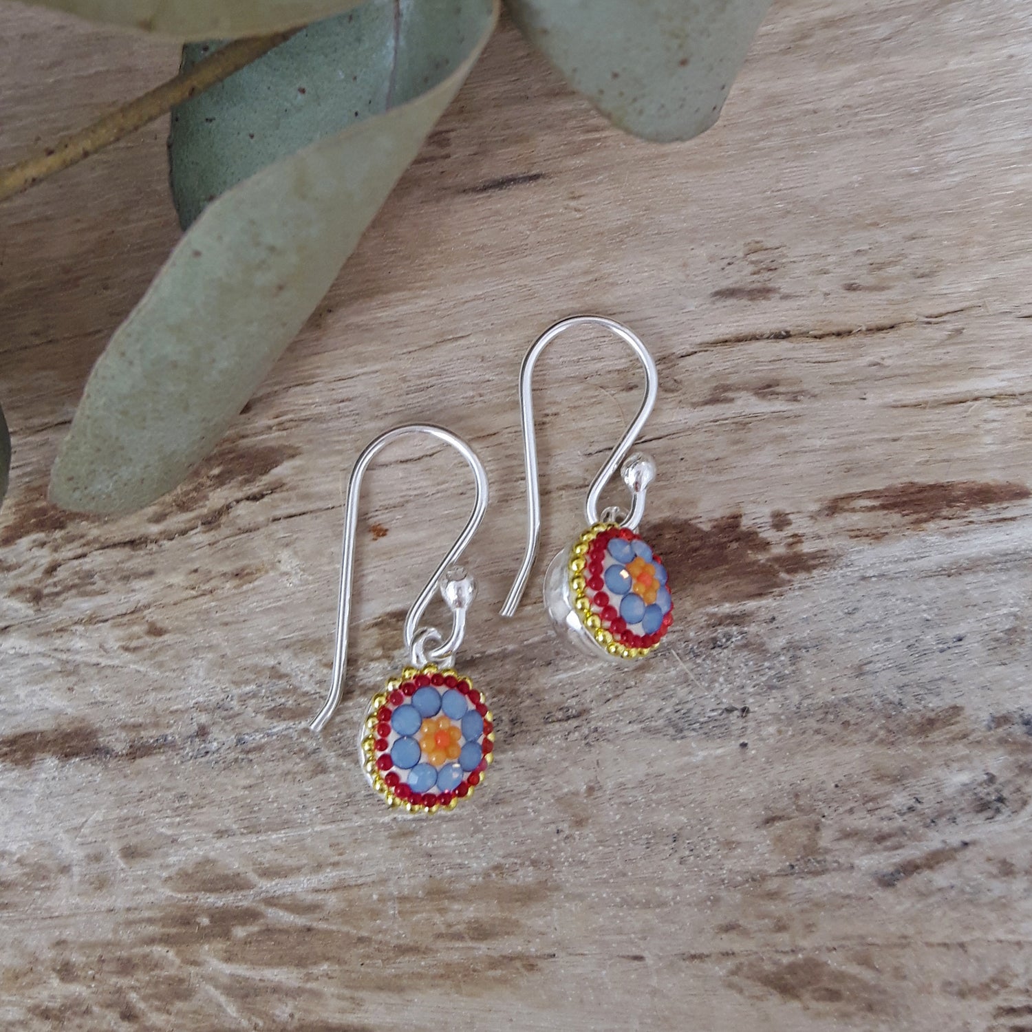 Allegra Bloom Coral Round Mini Drop Earrings