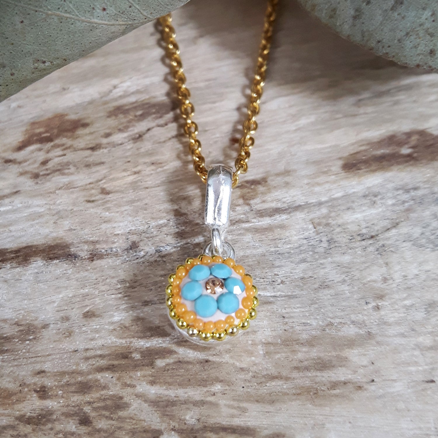 Allegra Bloom Turquoise Round Mini Pendant