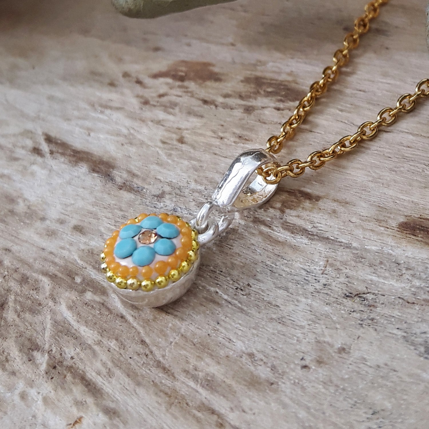 Allegra Bloom Turquoise Round Mini Pendant