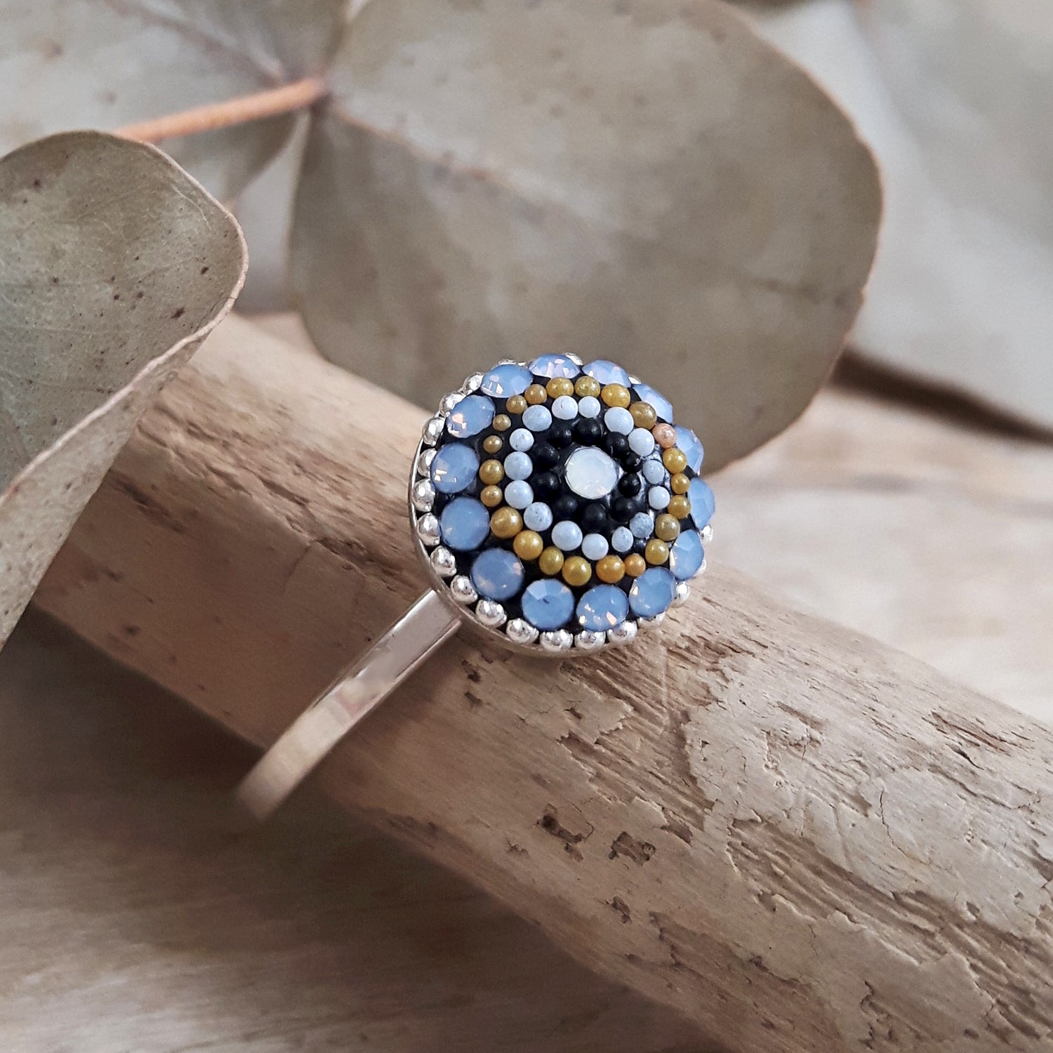 Allegra Highland Glow Mini Round Adjustable Ring