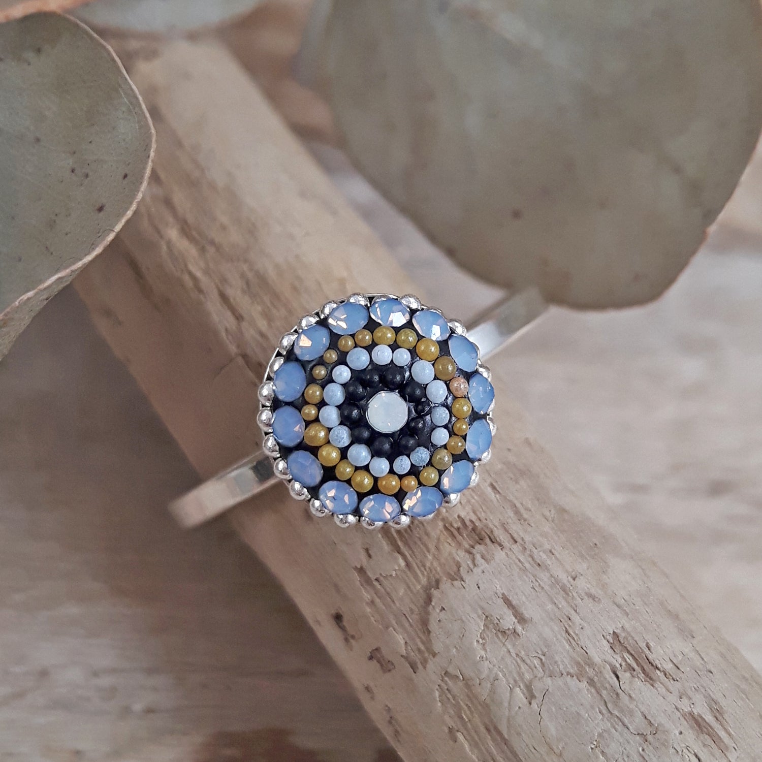 Allegra Highland Glow Mini Round Adjustable Ring