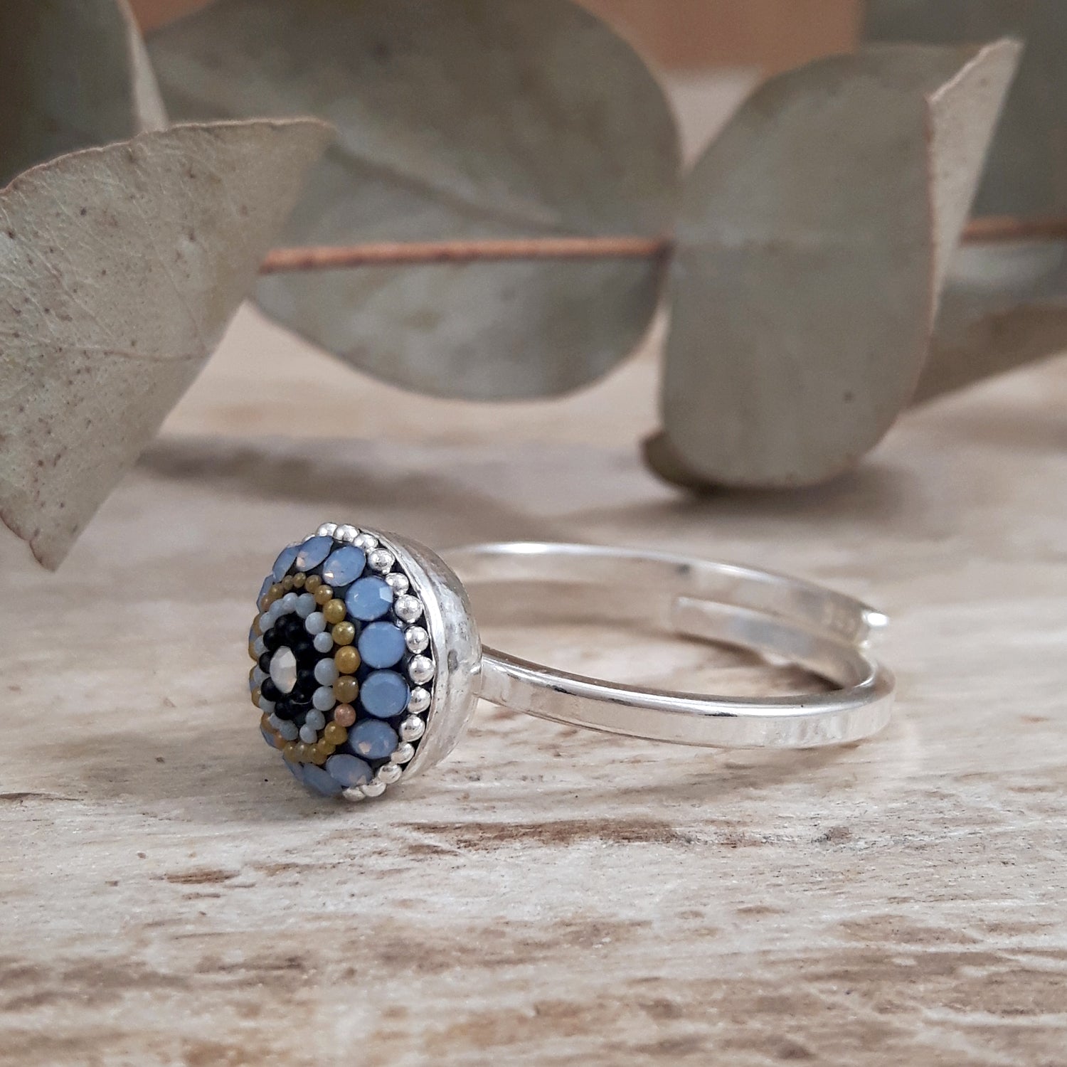 Allegra Highland Glow Mini Round Adjustable Ring