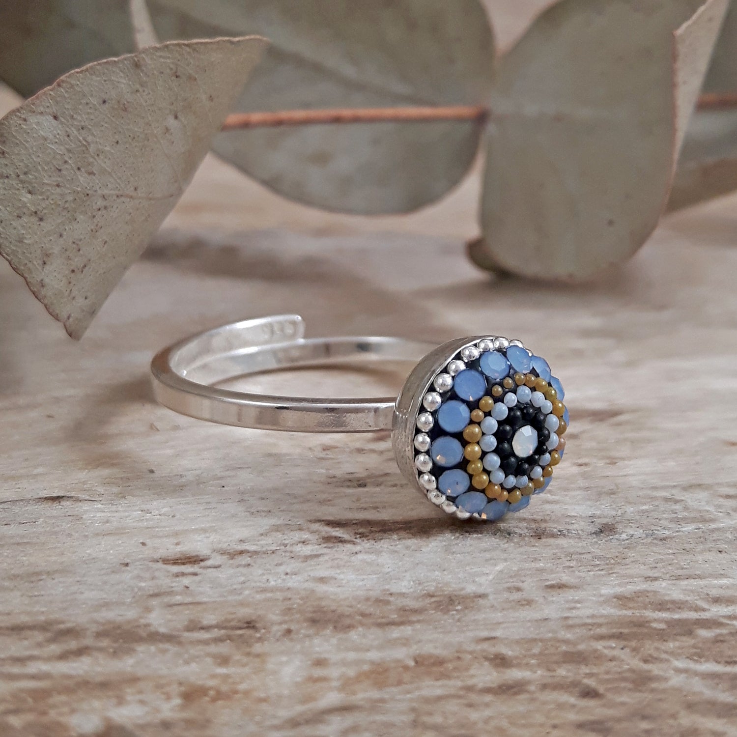 Allegra Highland Glow Mini Round Adjustable Ring